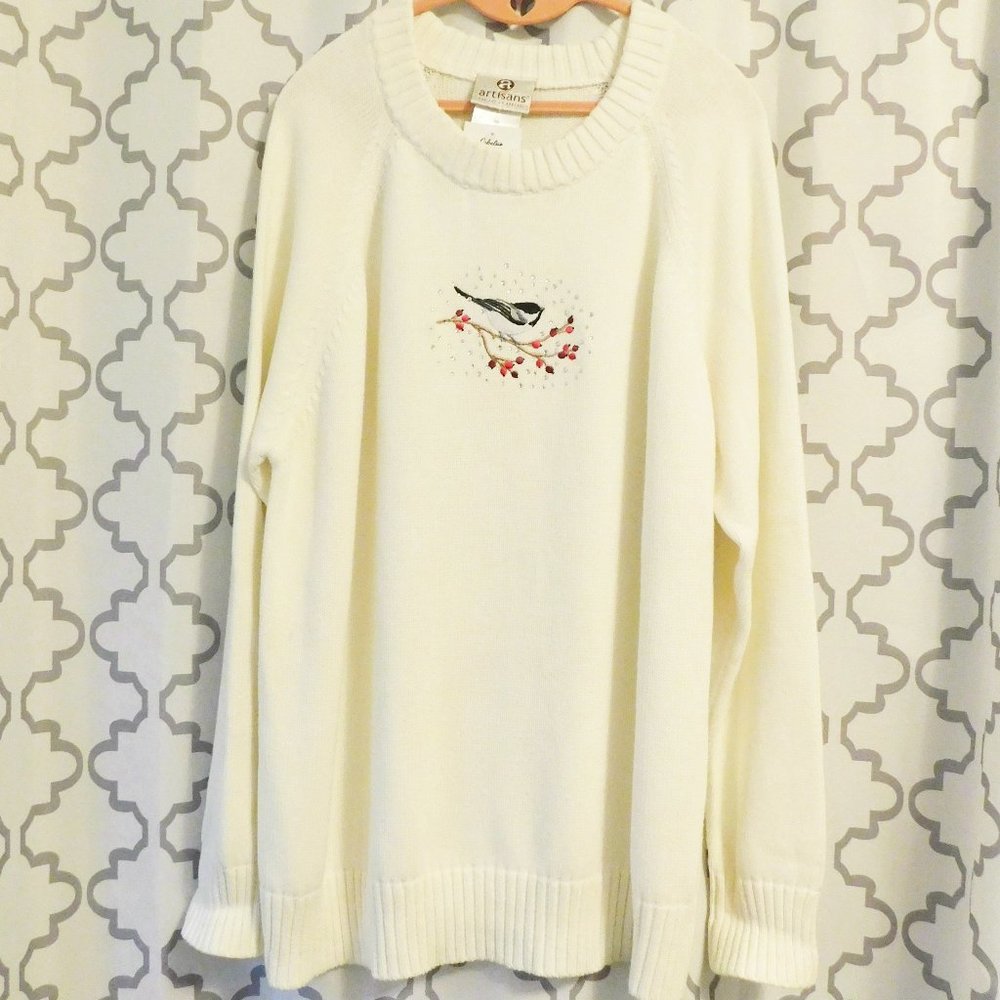 Cabela’s Cream Embroidered Christmas Crew Neck Sweater  - NWT